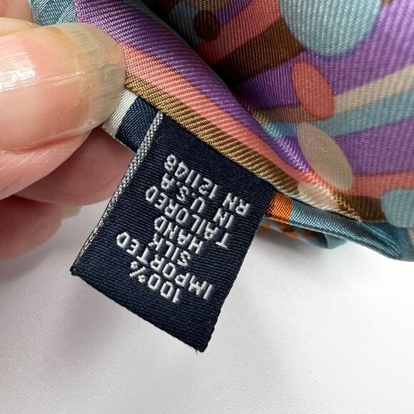 Ted Baker Mens 100% Silk Plaid Tie With Geometric Inner Design Brown/Blue/Orange - Picture 3 of 5